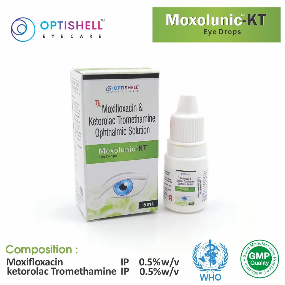 Moxolunic KT Eye Drop at best price in PCD Pharma Franchise for Anti-inflammatory Eye Care.
